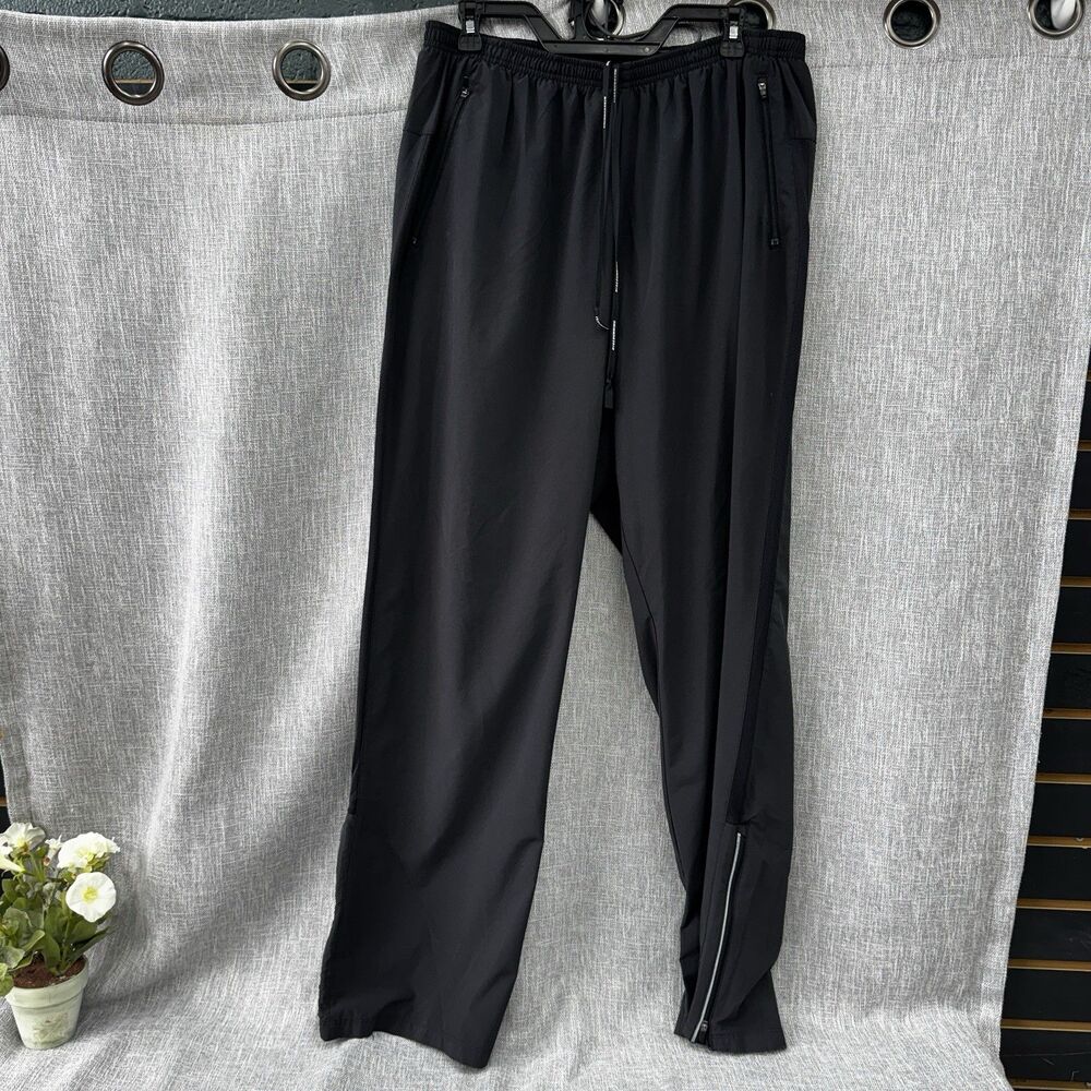 Nike Dri-FIT Mens 2XL Running Track Pants Black Ankle Zip Pockets 519809-010